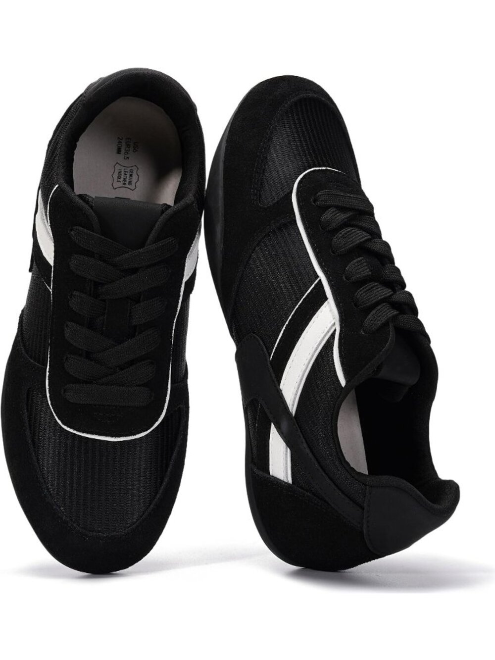 🆕Women's All Black Non-Slip Lace-Up Casual Work Sneakers with Memory Foam